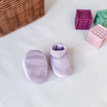 Chaussons naissance en coton bio, Lilas