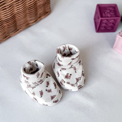 Chaussons naissance en coton bio, Pingouins