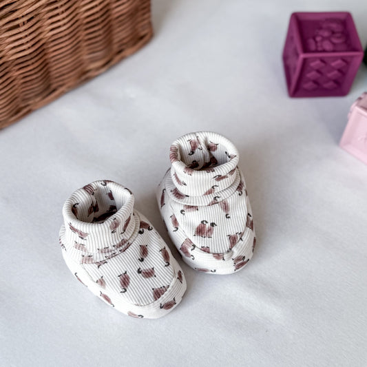 Chaussons naissance en coton bio, Pingouins