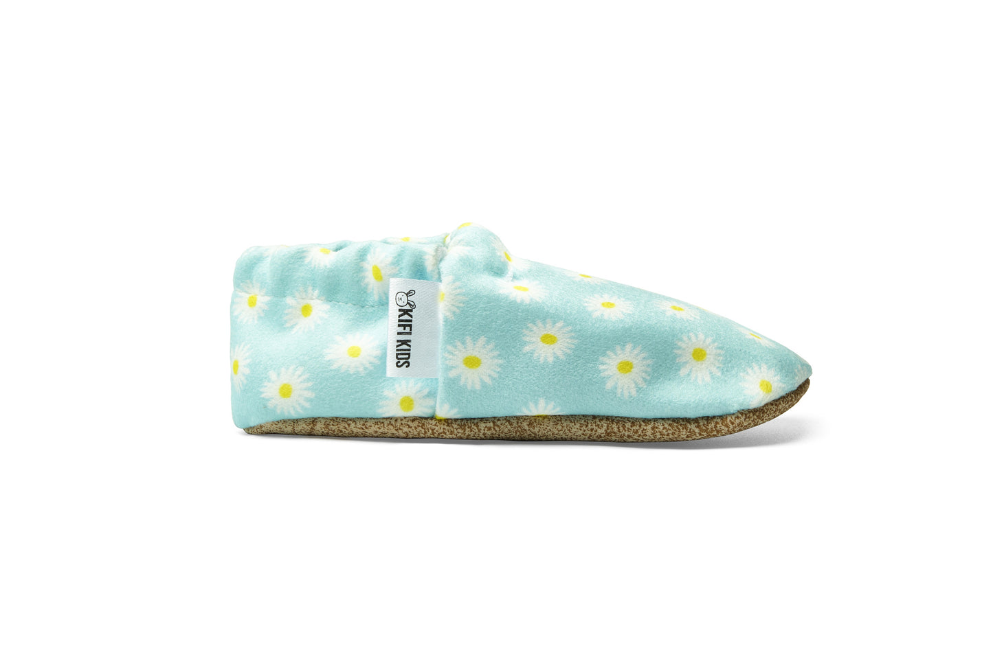 Chaussons bébé antidérapants à motif marguerites pour premiers pas